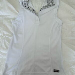 Kerrits Women's White Tank Top with Patterned Collar